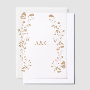 Butterfly Wedding Vellum Overlay Gouden Uitnodigingen