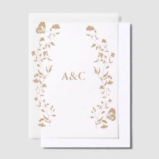 Butterfly Wedding Vellum Overlay Gouden Uitnodigingen