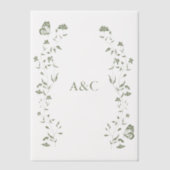 Butterfly Wedding Vellum Overlay Sage Green Vellum Uitnodigingen (Voorkant)