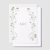 Butterfly Wedding Vellum Overlay Sage Green Vellum Uitnodigingen (Offset)