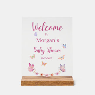 Butterfly Welkom Baby shower Teken Acryl Bord