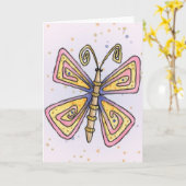 Butterfly - Wenskaart Kaart (Gele Bloem)