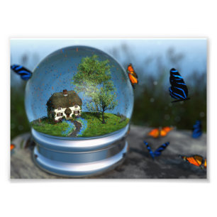 Butterfly Wereldbol Foto afdrukken