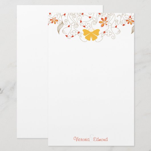 Butterfly Whimsy - Aangepaste artikelen Briefpapier (Voorkant / Achterkant)