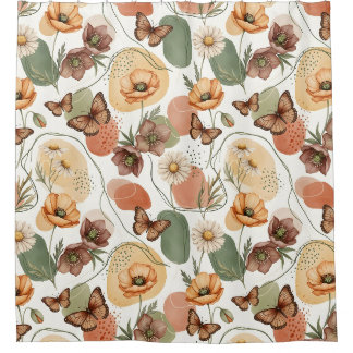 Butterfly Whispers in Earth Tones Douchegordijn