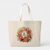Butterfly White Flower Design Shoping Embleem Grote Tote Bag (Achterkant)