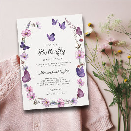 Butterfly Wild Paarse Mauve Roze Baby Girl Shower Kaart
