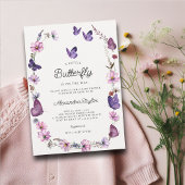 Butterfly Wild Paarse Mauve Roze Baby Girl Shower Kaart