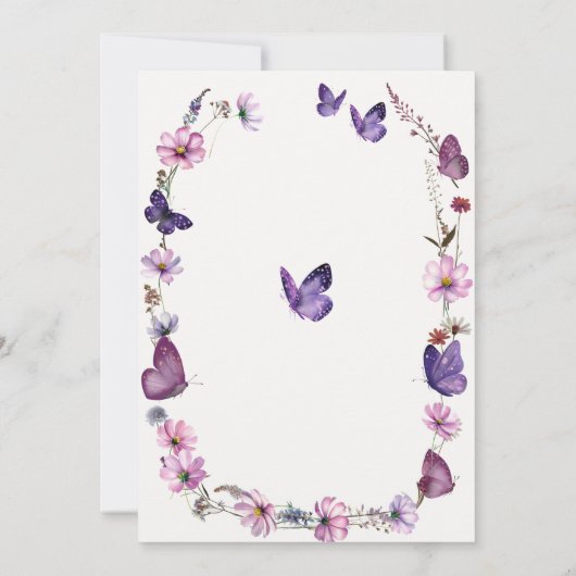 Butterfly Wild Paarse Mauve Roze Baby Girl Shower Kaart (Achterkant)