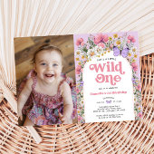 Butterfly Wildflower 1e Verjaardag Foto Kaart