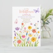 Butterfly Wildflower 1e verjaardag uitnodiging (Staand voorkant)