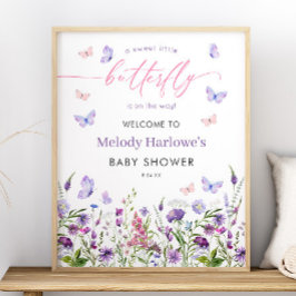 Butterfly Wildflower Baby shower 16x20 Welkom Poster