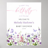 Butterfly Wildflower Baby shower 16x20 Welkom Poster (Voorkant)