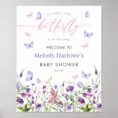 Butterfly Wildflower Baby shower 16x20 Welkom Poster (Voorkant)