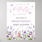 Butterfly Wildflower Baby shower 18x24 Welkom Poster (Voorkant)