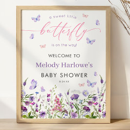 Butterfly Wildflower Baby shower 18x24 Welkom Poster