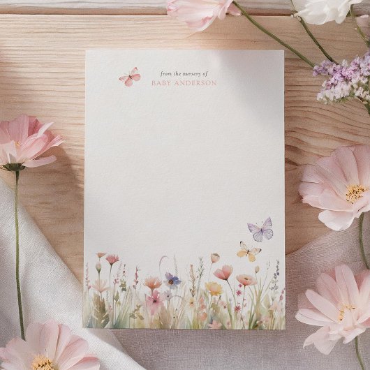 Butterfly Wildflower Baby shower Bedankkaart