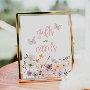 Butterfly Wildflower Baby shower Cadeaus en Kaarte Poster