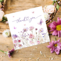 Butterfly & Wildflower Baby shower Dank u kaart