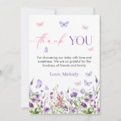 Butterfly Wildflower Baby shower Dank u kaart (Voorkant)