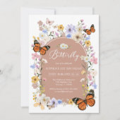 Butterfly Wildflower Baby Shower Invitation Kaart (Voorkant)