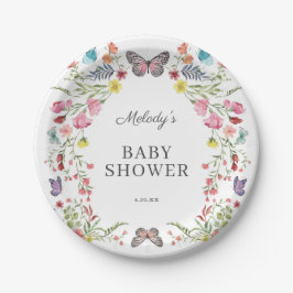 Butterfly Wildflower Baby shower Papieren Bordje