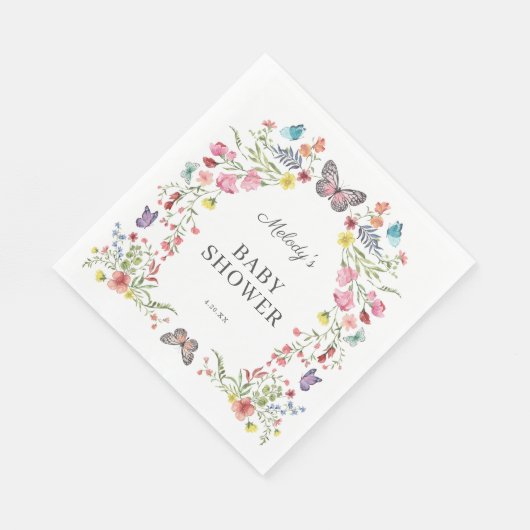 Butterfly Wildflower Baby shower Servet (Hoek)