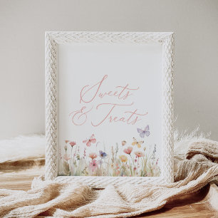 Butterfly Wildflower Baby shower Snoep en Treats Poster