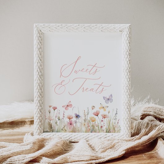 Butterfly Wildflower Baby shower Snoep en Treats Poster