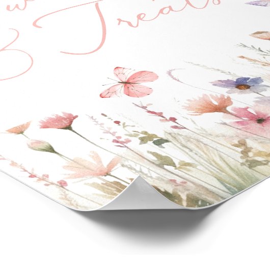 Butterfly Wildflower Baby shower Snoep en Treats Poster (Hoek)
