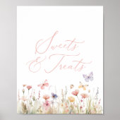 Butterfly Wildflower Baby shower Snoep en Treats Poster (Voorkant)
