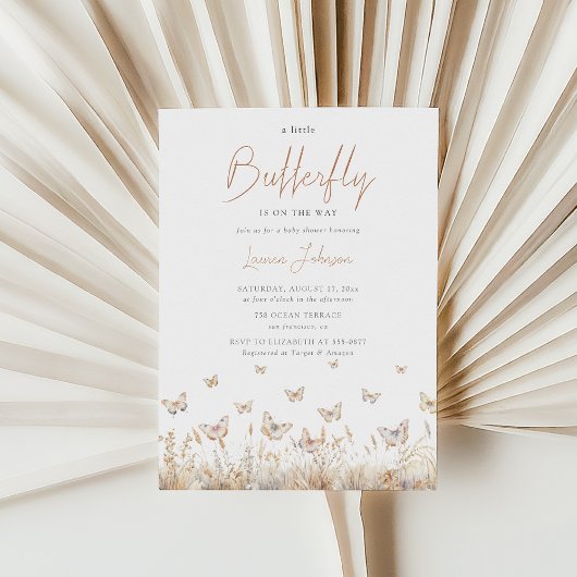 Butterfly Wildflower Boho Meisje Baby shower Kaart