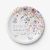 Butterfly Wildflower Bridal Shower Papieren Bordje (Voorkant)