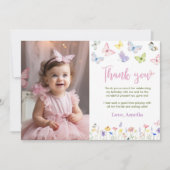 Butterfly Wildflower Dank u kaart Verjaardagsfeest (Voorkant)