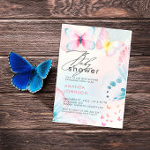 Butterfly Wildflower Floral Baby shower Uitnodigin Kaart