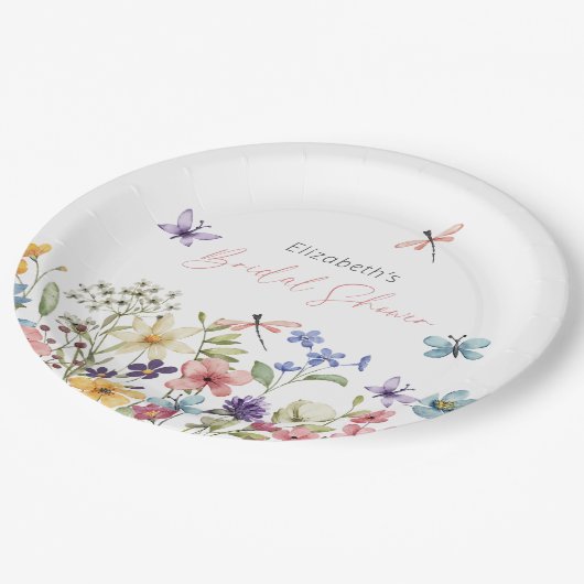 Butterfly Wildflower Garden Vrijgezellenfeest Papieren Bordje (Gekanteld)