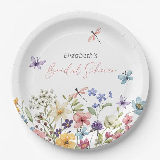 Butterfly Wildflower Garden Vrijgezellenfeest Papieren Bordje (Voorkant)