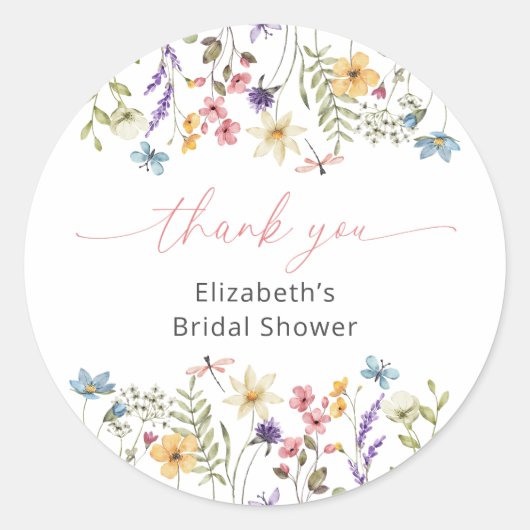 Butterfly Wildflower Garden Vrijgezellenfeest Ronde Sticker (Voorkant)