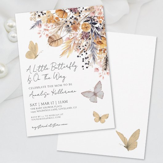 Butterfly Wildflower Herfst Baby shower Kaart