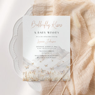 Butterfly Wildflower Mountains Meisje Baby shower Kaart