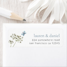 Butterfly Wildflower Namen Retouradres Bruiloft Etiket