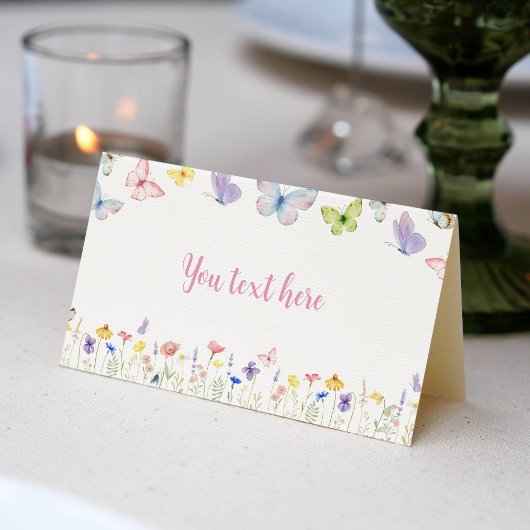 Butterfly Wildflower Place Card Verjaardagsfeest Plaatskaartje