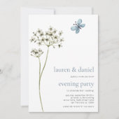 Butterfly Wildflower QR Blauw Huwelijksavond Party Kaart (Voorkant)