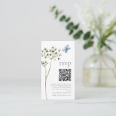 Butterfly Wildflower QR Blue Bruiloft RSVP Kaart (Staand voorkant)