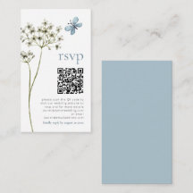 Butterfly Wildflower QR Blue Bruiloft RSVP Kaart