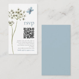 Butterfly Wildflower QR Blue Bruiloft RSVP Kaart