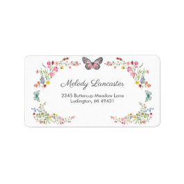 Butterfly Wildflower Retouradres Label