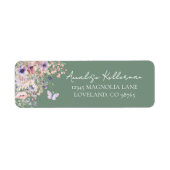 Butterfly Wildflower Return Address Etiket (Voorkant)