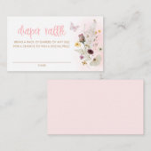 Butterfly & Wildflower Roze Luier Raffle Ticket Informatiekaartje (Voorkant / Achterkant)