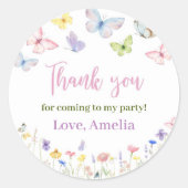 Butterfly Wildflower Verjaardag Sticker Labels (Voorkant)